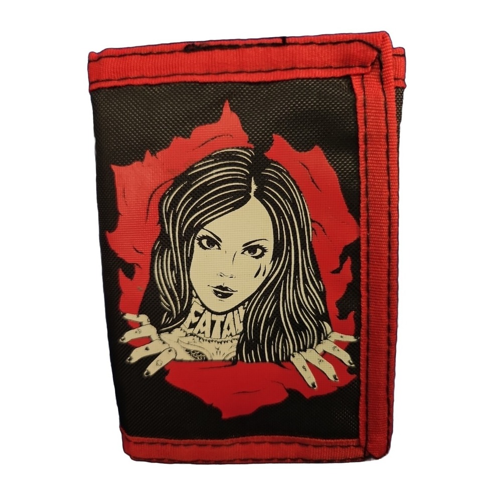 New with Tags Vintage Trifold  Hook & Loop Wallet Fatal RED RIPPER 90's